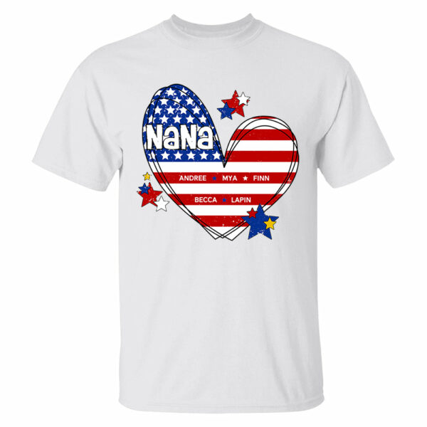 Custom Mom Grandma Heart with Kids Names, Custom 4th of July Shirt - Image 8