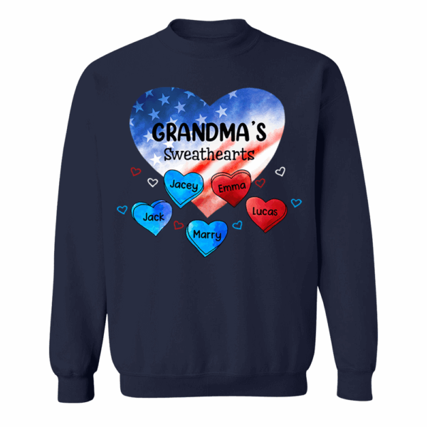Custom Mom Grandma Sweat Heart 4th of July Shirt - Image 12