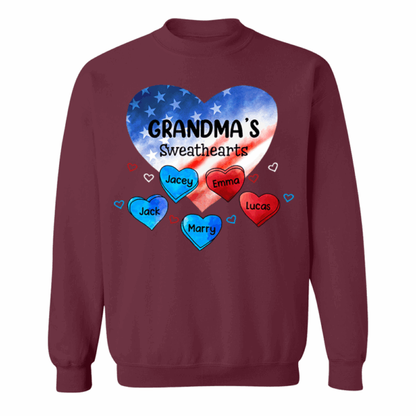 Custom Mom Grandma Sweat Heart 4th of July Shirt - Image 13