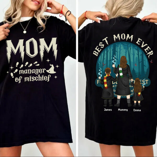 Custom Mom Manage Of Mischief Magical Mom Shirt - Image 2