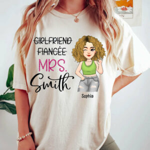 Custom Mrs Last Name Engagement Shirt For Honeymoon