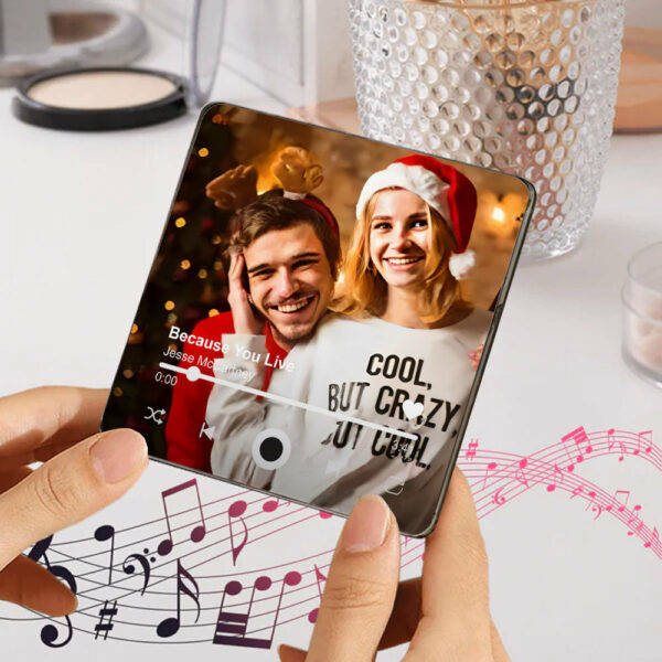 Custom Music Fridge Magnet, Personalized Photo & Music Refrigerator Magnet, Play Song Music Box Ornament, Anniversary Christmas Gift for Him - Image 2