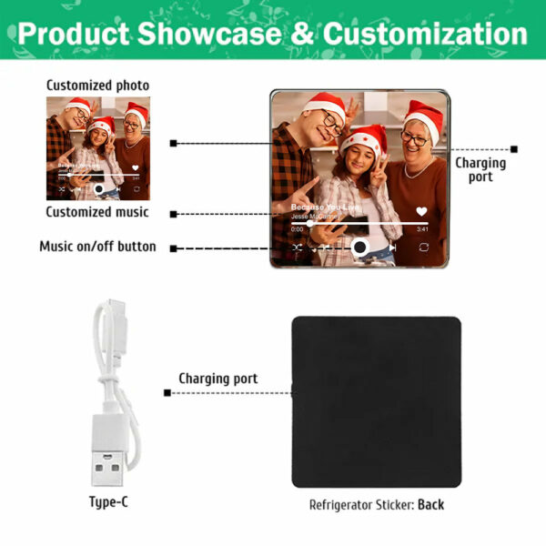 Custom Music Fridge Magnet, Personalized Photo & Music Refrigerator Magnet, Play Song Music Box Ornament, Anniversary Christmas Gift for Him - Image 5