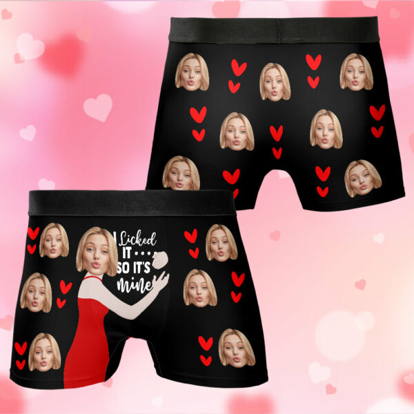 Custom Muti-Face Boxer For Husband, Custom Face Underwear, I Licked It... So It's Mine Boxer For Boyfriend - Image 2