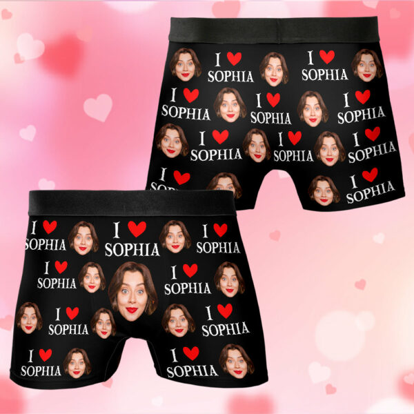 Custom Muti-Face Boxer For Husband, Custom Face Underwear, I Love You Boxer For Boyfriend, Valentine's Day Gift - Image 3