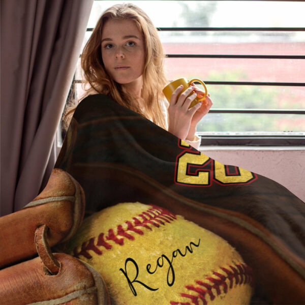 Custom Name And Number Softball Game Days Blanket Gifts For Softball Lovers - Image 2