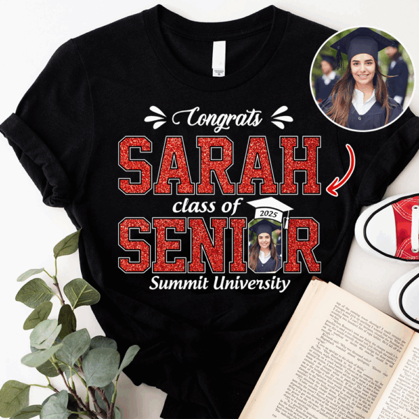 Custom Name Congratulation Graduation Shirt, Custom Photo Senior 2025 Shirt, Class of 2025 Shirt, Personalized Shirt For Graduation