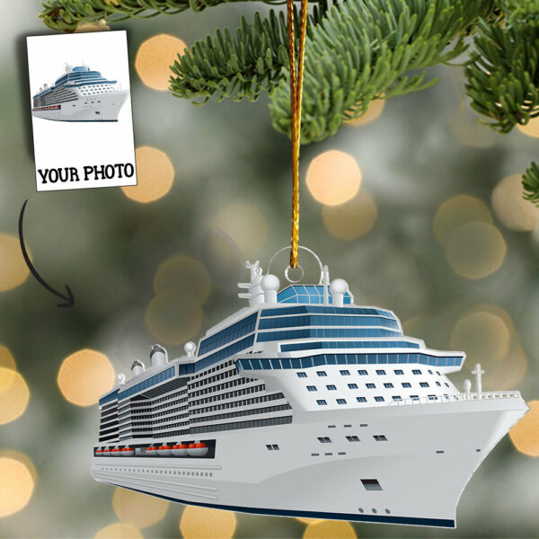 Custom Name Cruise Ship Motor Boat Gift for Sea Lover Car Hanging Ornament - Personalized Photo Acrylic Ornament - Image 2