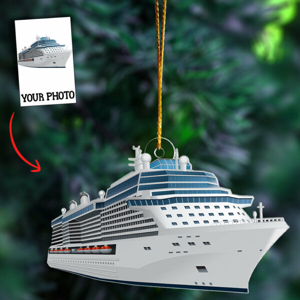 Custom Name Cruise Ship Motor Boat Gift for Sea Lover Car Hanging Ornament - Personalized Photo Acrylic Ornament - Image 3