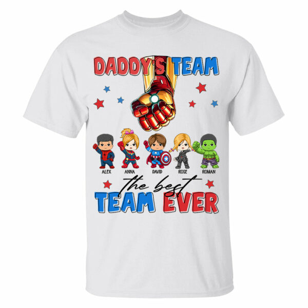 Custom Name Kids Superhero Daddy Team Shirt - Birthday & Father's Day Gift For Dad - Image 2