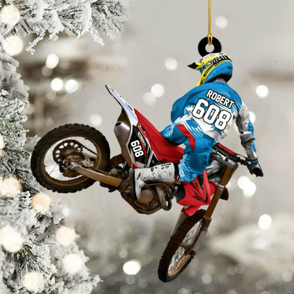 Custom Name Number Motocross Racer Ornament Gift For Motocross Lovers Christmas Ornament H2511 - Image 2