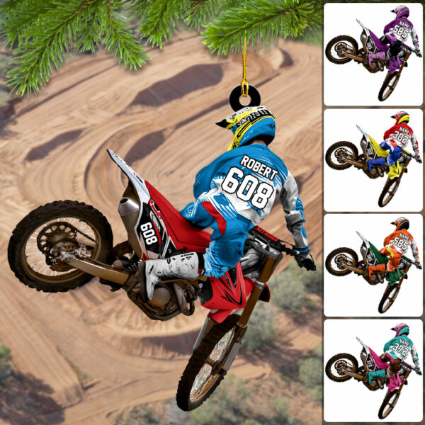 Custom Name Number Motocross Racer Ornament Gift For Motocross Lovers Christmas Ornament H2511