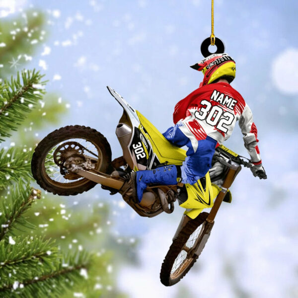 Custom Name Number Motocross Racer Ornament Gift For Motocross Lovers Christmas Ornament H2511 - Image 3