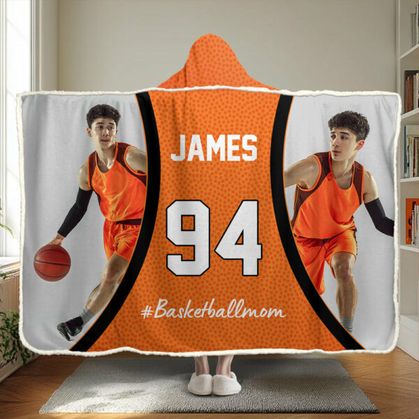 Custom Name & Photo Basketball Mom - Personalized Photo Wearable Blanket Hoodie - Image 2