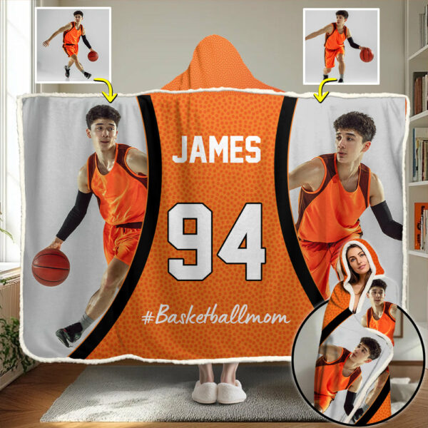 Custom Name & Photo Basketball Mom - Personalized Photo Wearable Blanket Hoodie