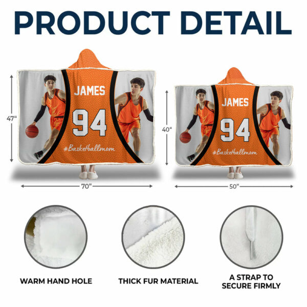 Custom Name & Photo Basketball Mom - Personalized Photo Wearable Blanket Hoodie - Image 5