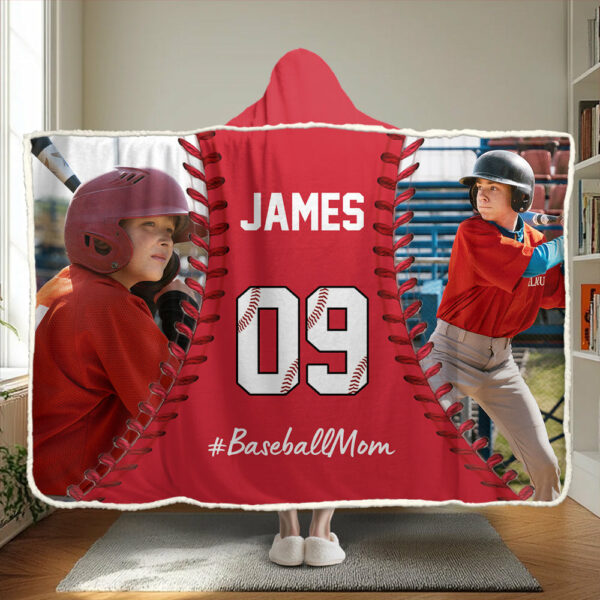Custom Name & Photo Softball Mom - Personalized Photo Wearable Blanket Hoodie - Image 3
