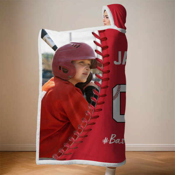 Custom Name & Photo Softball Mom - Personalized Photo Wearable Blanket Hoodie - Image 4