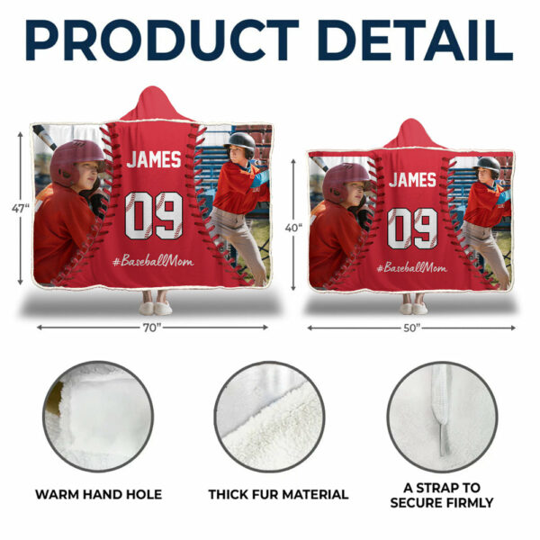 Custom Name & Photo Softball Mom - Personalized Photo Wearable Blanket Hoodie - Image 5