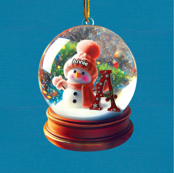 Custom Name Snowman Initial Glass Ball Ornament Vr2 - Image 5