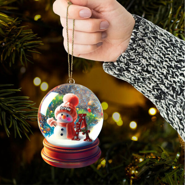 Custom Name Snowman Initial Glass Ball Ornament Vr2 - Image 8