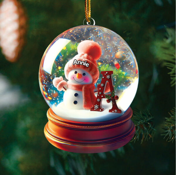 Custom Name Snowman Initial Glass Ball Ornament Vr2 - Image 7