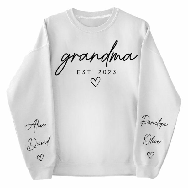Custom Nana Sweatshirt with Date and Children Name on Sleeve, Grandma Sweatshirt Gift for Grandma, Mom - Image 9
