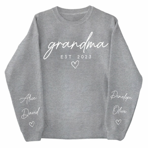 Custom Nana Sweatshirt with Date and Children Name on Sleeve, Grandma Sweatshirt Gift for Grandma, Mom - Image 10