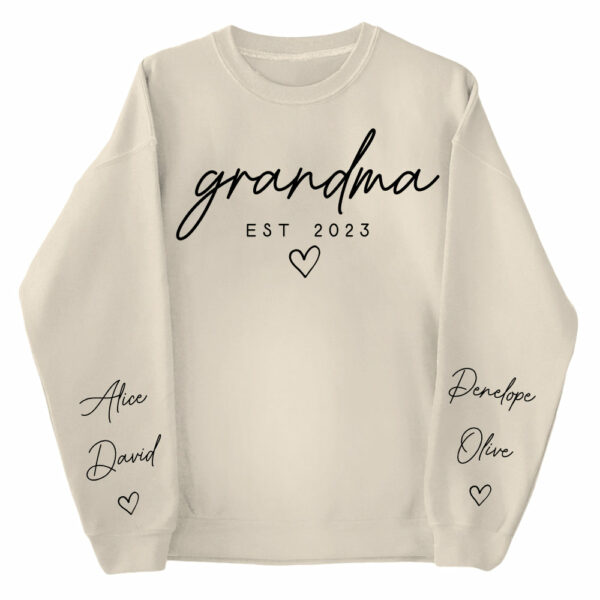 Custom Nana Sweatshirt with Date and Children Name on Sleeve, Grandma Sweatshirt Gift for Grandma, Mom - Image 4