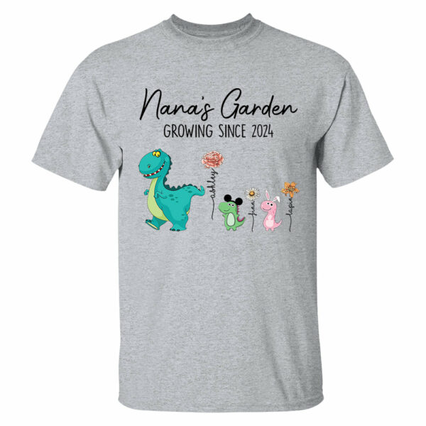 Custom Nana's Garden NanaSaurus And Kids Custom Shirt - Mother's Day Gift - Birthday Gift For Her - Image 4