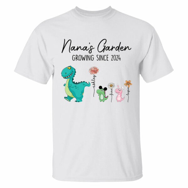 Custom Nana's Garden NanaSaurus And Kids Custom Shirt - Mother's Day Gift - Birthday Gift For Her - Image 3