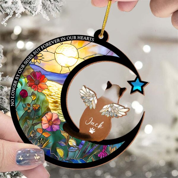Custom No Longer By Our Sides But Forever In Our Hearts Pet Memorial Suncatcher - Image 6