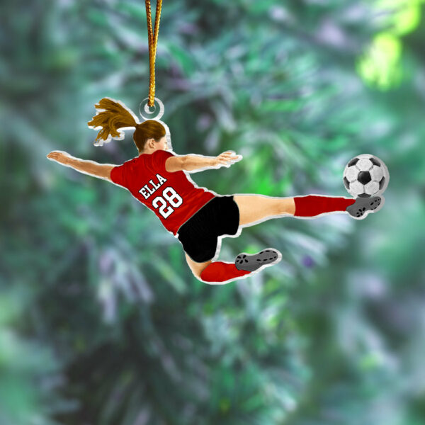 Custom Personalized Girl Soccer Player Acrylic Ornament, Gift For Girl Soccer Players - Image 3