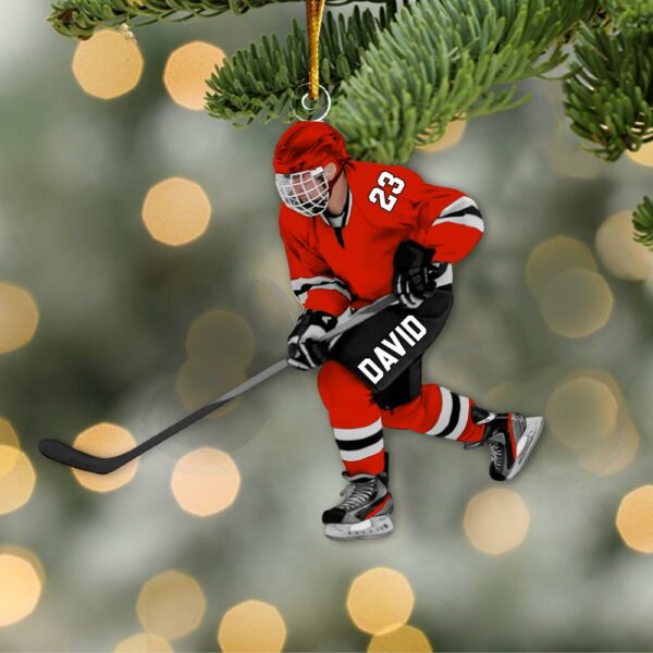 Custom Personalized Ice Hockey Man Player Acrylic Christmas Ornament, Hockey Team Gift, Gift For Hockey Lovers - Image 2