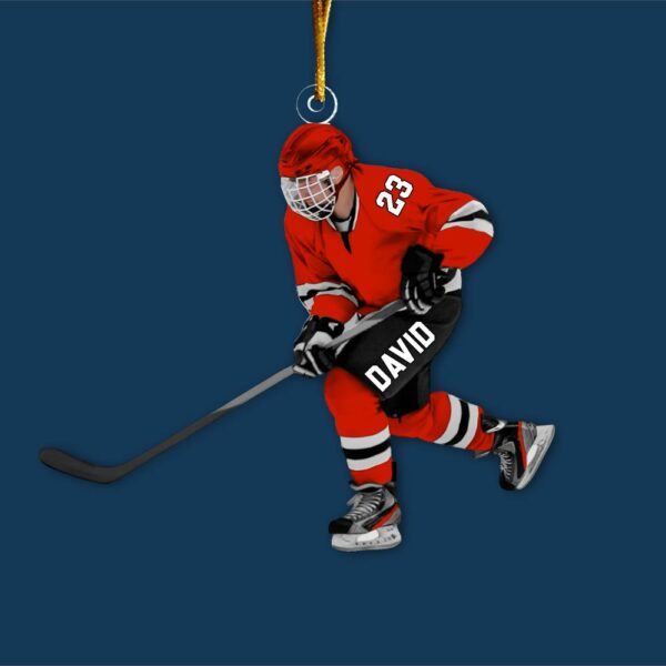 Custom Personalized Ice Hockey Man Player Acrylic Christmas Ornament, Hockey Team Gift, Gift For Hockey Lovers - Image 4