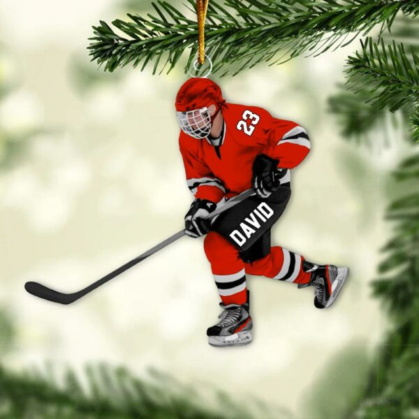 Custom Personalized Ice Hockey Man Player Acrylic Christmas Ornament, Hockey Team Gift, Gift For Hockey Lovers - Image 5