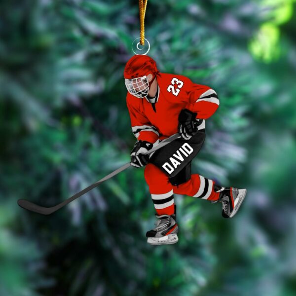 Custom Personalized Ice Hockey Man Player Acrylic Christmas Ornament, Hockey Team Gift, Gift For Hockey Lovers - Image 3