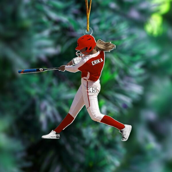 Custom Personalized Softball Acrylic Christmas Ornament, Gift for Softball Lovers - Image 3