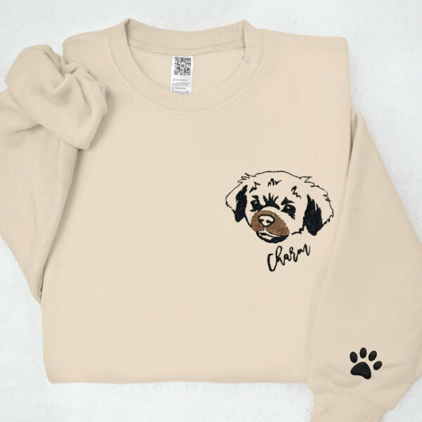 Custom Pet Portrait Embroidered Sweatshirt Hoodie Gift for Dog Pet Lover - Image 5