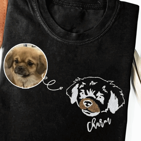 Custom Pet Portrait Embroidered Sweatshirt Hoodie Gift for Dog Pet Lover - Image 3