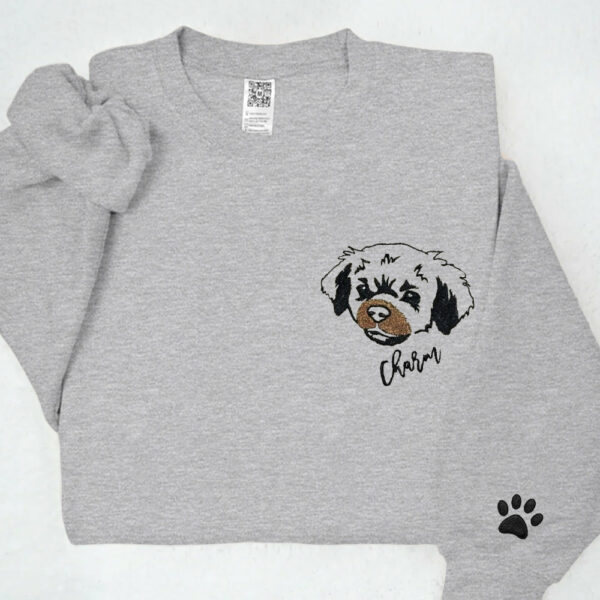 Custom Pet Portrait Embroidered Sweatshirt Hoodie Gift for Dog Pet Lover - Image 9