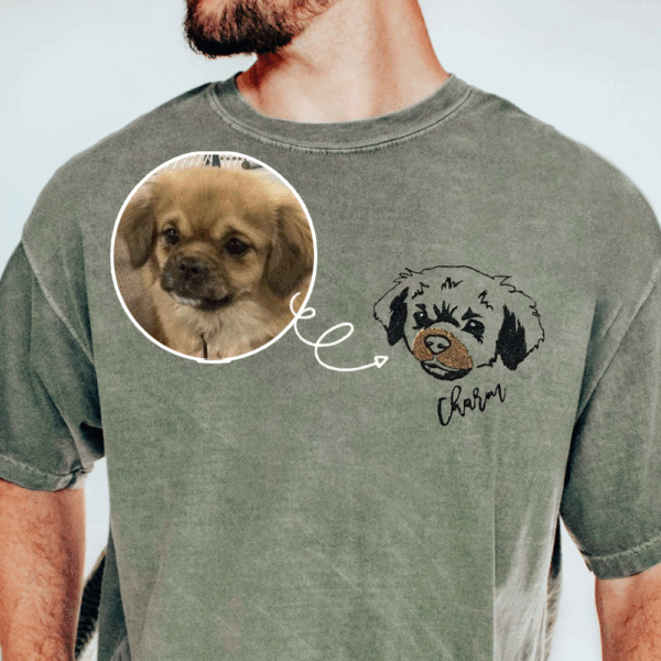 Custom Pet Portrait Embroidered Sweatshirt Hoodie Gift for Dog Pet Lover - Image 2