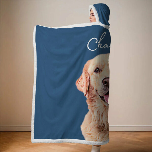 Custom Pet Wearable Blanket Hoodie Using Pet Photo + Name Custom Dog Wearable Blanket Hoodie Personalized Dog Cat Picture Wearable Blanket Hoodie Pet Photo - Image 4