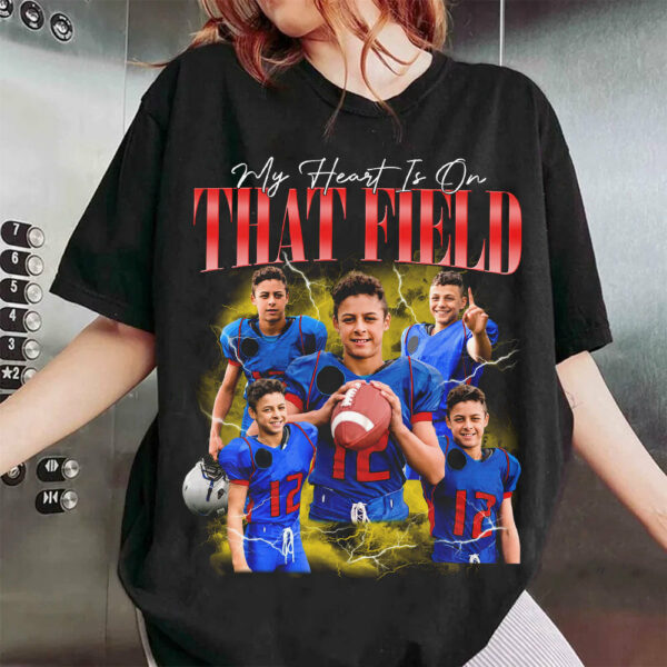 Custom Photo - Vintage Graphic 90s T-shirt My Heart Is On That Field Football Gameday Shirt Custom Bootleg Rap Tee H2511 - Image 2