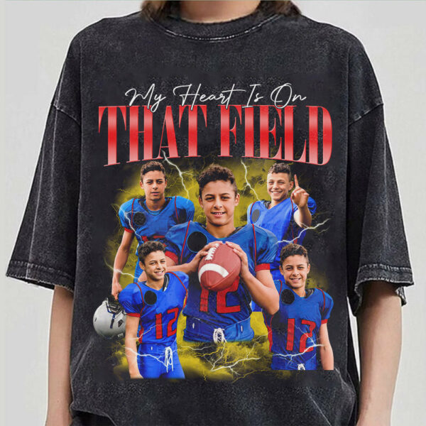Custom Photo - Vintage Graphic 90s T-shirt My Heart Is On That Field Football Gameday Shirt Custom Bootleg Rap Tee H2511 - Image 4