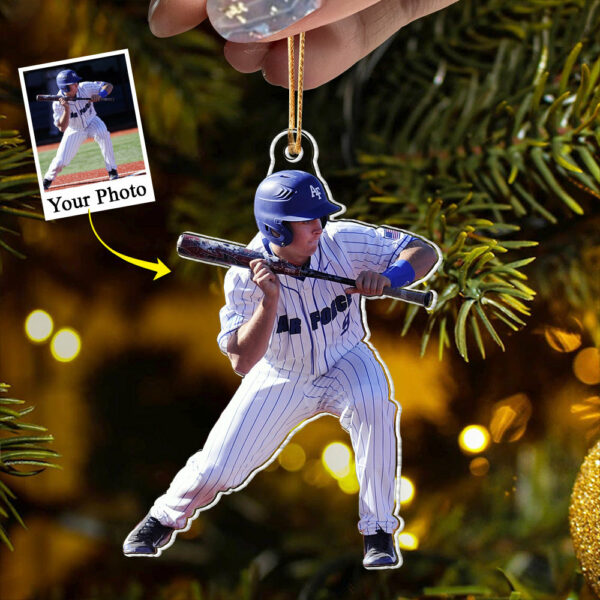 Custom Photo Acrylic Ornament Gift For Baseball Lovers - Personalized Upload Photo Acrylic Ornament For Baseball Player - Image 2