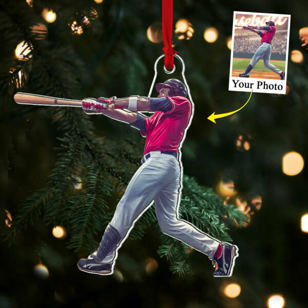 Custom Photo Acrylic Ornament Gift For Baseball Lovers - Personalized Upload Photo Acrylic Ornament For Baseball Player - Image 4