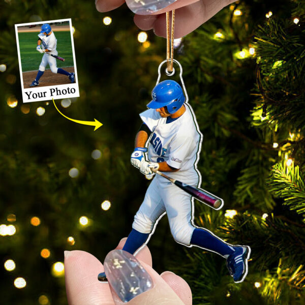 Custom Photo Acrylic Ornament Gift For Baseball Lovers - Personalized Upload Photo Acrylic Ornament For Baseball Player - Image 5