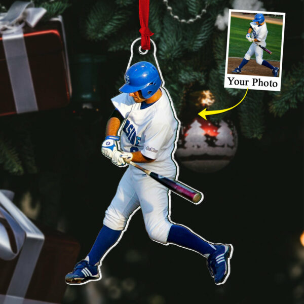Custom Photo Acrylic Ornament Gift For Baseball Lovers - Personalized Upload Photo Acrylic Ornament For Baseball Player - Image 3