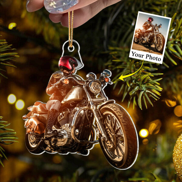 Custom Photo Acrylic Ornament Gift For Biker Lovers - Personalized Upload Photo Acrylic Ornament For Biker Club - Image 4